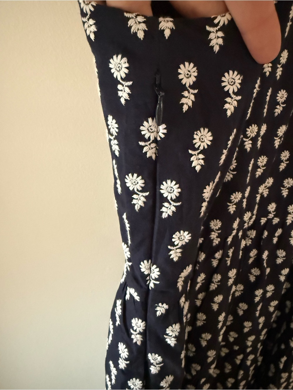 J. Crew Navy Blue Embroidered Tiered Floral Midi Dress - Picture 5 of 13